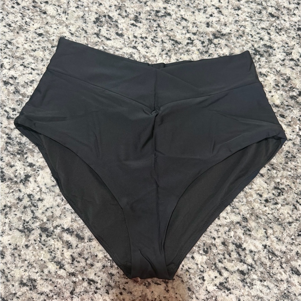 Aerie Black High-Waisted Swim Bottoms